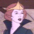 Pixelated static image of a cartoon character with light brown hair, wearing a golden crown and dark blue outfit against a gradient background.