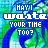 Animated pixel art of a blue and green abstract background with repeated text 'MAY I WASTE YOUR TIME TOO?' in white block letters, showing progressive distortion across frames.