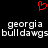 Red pixelated heart symbol above two lines of white text reading 'georgia bulldawgs' on black background.