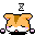 Pixel art of a small orange hamster with brown stripes, white cheeks, and pink accents on its face and feet against a gray background.