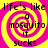 A static image with a yellow and pink spiral background displaying the text "life's like a mosquito it sucks" in black pixelated font.