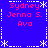 Blue background with white dotted border and star motifs, displaying four identical text blocks in red pixelated font reading "Sydney Jenna S. Ava" arranged in a