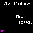 Pixelated text and pink hearts animate on a black background with partial gray overlay.