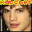 Two side-by-side pixelated images of a person's face with text above reading 'KUTCHER' in red and yellow block letters.