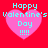 Four identical pixelated pink hearts on red background with cyan text reading "Happy Valentine's Day !!!!" in