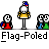 Animated contact sheet of 12 frames showing a pixel art character performing repetitive motion with smaller figures and text labels beneath each frame.