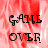 Pixelated text 'GAME OVER' on red and white background with gray section, animated with visible frame changes.