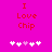 Red text "I Love Chip" on bright pink background with five white and one light purple pixelated hearts below.