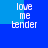 Blue background with four identical white text blocks reading 'love me bender' arranged in a , each block featuring pixelated lettering