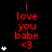 Red text "i love you babe <3" on black background with white star icons changing in quantity across frames.