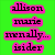 Pixelated text in black letters on pink rectangular backgrounds against a bright green backdrop, arranged vertically with partial words visible.