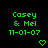 Green pixelated text and heart symbols on a black background, with repeated 'Casey & Mel 11-01-07' text across multiple positions