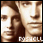 Pixelated image of two human faces in profile view with text "ROSELL" at bottom, rendered in brown and beige tones.