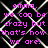Pixelated text in bright pink reads "emma. we can be crazy but that's how we are!" over a black background with white chain-link fence pattern.