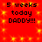 Red background with yellow sparkles and black text reading '5 weeks today DADDY!!!' in four identical quadrants.