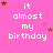 Pink background with white text reading "it almost my birthday" and scattered brown/pink stars, showing animation changes in star positions across frames.