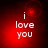 Red background with white text 'i love you' in four , each showing a different circular light effect