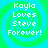 Four identical pixelated text arranged in a , each displaying "Kayla Loves Steve Forever!" over a green and cyan spiral background