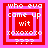 Four identical pixel-art display layered red and pink squares with white text reading 'who eva came up wit xoxoxoxo ????'