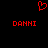 Red pixelated heart symbol above two identical red text labels on a black background.