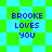 Pixelated text 'BROOKE LOVES YOU' appears in blue on a green and cyan checkered background with diamond-shaped patterns.