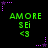 Green text 'AMORE SEi <3' repeated in a pattern on black background with purple star accents