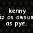 Pixelated text on a patterned background with repeated phrases and partial words.