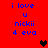 Red background with blue text reading 'i love u nickii 4 eva' and two pixelated heart icons, one black in the center-right and one brown on the right edge.