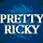 A 3x3 contact sheet of animated frames featuring four distinct individuals with repeated "PRETTY RICKY" text and star symbols on a blue background.