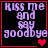 Four display the text 'Kiss me and say goodbye' in purple pixelated font on black background with red borders, each showing different heart symbols
