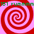 Four red and pink spiral patterns arranged in a with green text reading "151 fummm" repeated at top and bottom