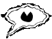 A series of black-and-white speech bubble icons with stylized eyes, each displaying distinct visual variations in outline style and internal eye design.