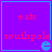 Purple square icon with cyan border containing red text 'eats southpole' and blue Pac-Man symbol, showing animation where the Pac-Man mouth opens and closes.