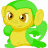 A pixelated cartoon character with green hair and wings stands on the left side of a contact sheet, while the right side displays green text reading "Original Icons .com" on a dark background.