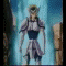Animated sequence of a character in silver and dark blue armor with winged helmet, transitioning from full-body to close-up against blue background.