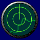 Circular icon with dark teal background and silver border, displaying green radar-like rings and a rotating pointer on blue backdrop.