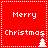 Red square icon with white dotted border displaying 'Merry Christmas' text and small white Christmas tree icon in bottom-right corner.