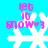 Pixelated snowflake icon with pink text 'let it snow' on cyan background, showing animation variations in snowflake shape and text clarity.