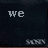Dark blue textured background with white text forming 'we speak in different voices' and a black silhouette of a person holding a microphone, each letter appearing sequentially across frames.