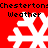 Red background with white snowflakes and repeated black text reading "Chestertons Weather" in two