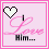 Pixelated pink-themed icon with heart symbol and 'Love Him...' text, showing animation where the heart changes from light green to solid pink.