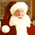 Two side-by-side animated frames of Santa Claus in a pixelated style with visible dithering and anti-aliasing on edges.