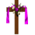 Brown wooden cross with purple ribbons and floral arrangements, animated sequence showing variations in flower positions.