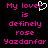 Pixelated text in bright pink on black background with a white heart symbol replacing the 'o' in 'lover', displayed side-by-side.