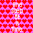 Pixelated text "One Step At a Time." repeated across a pink background with red heart patterns.