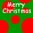 Green background with red circular shapes and white pixelated text reading 'Merry Christmas' in two identical sections.