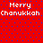 Red background with blue dots and white text reading "Merry Chanukkah" in two identical horizontal