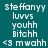 A teal background displays repeated white text in a pattern with black rectangular overlays on some