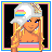 Animated contact sheet of a blonde cartoon character with rainbow accessories and "blonde beauty" text in pixel art style, showing multiple frames including full-body poses, back view, and text-only screens.