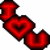 Three red heart shapes with black outlines arranged in a diagonal line on white background, each heart showing gradient shading from dark to light red.